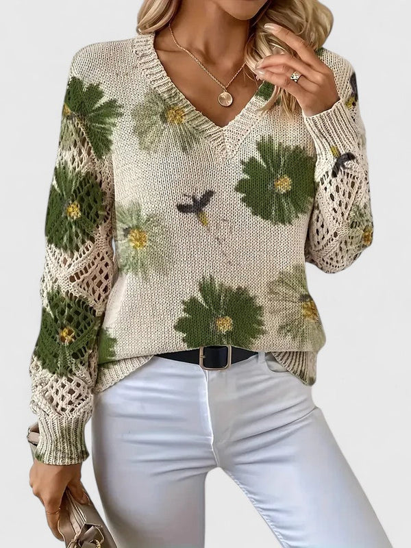Suéter Elegante Con Diseño Floral
