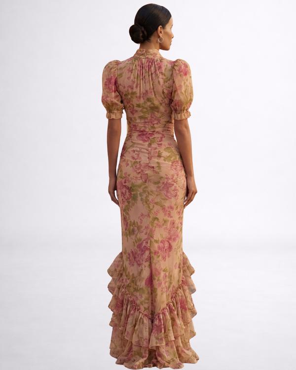 Rosario | Vestido Largo Floral de Chiffón