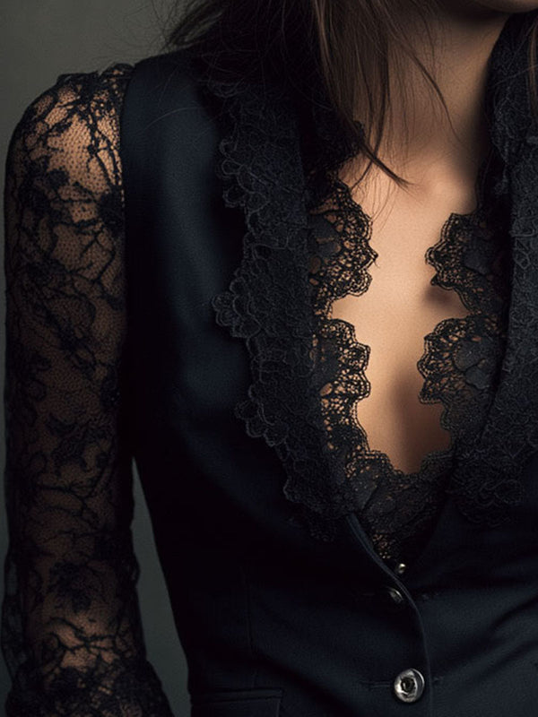 Claudia | Blazer Negro con Encaje