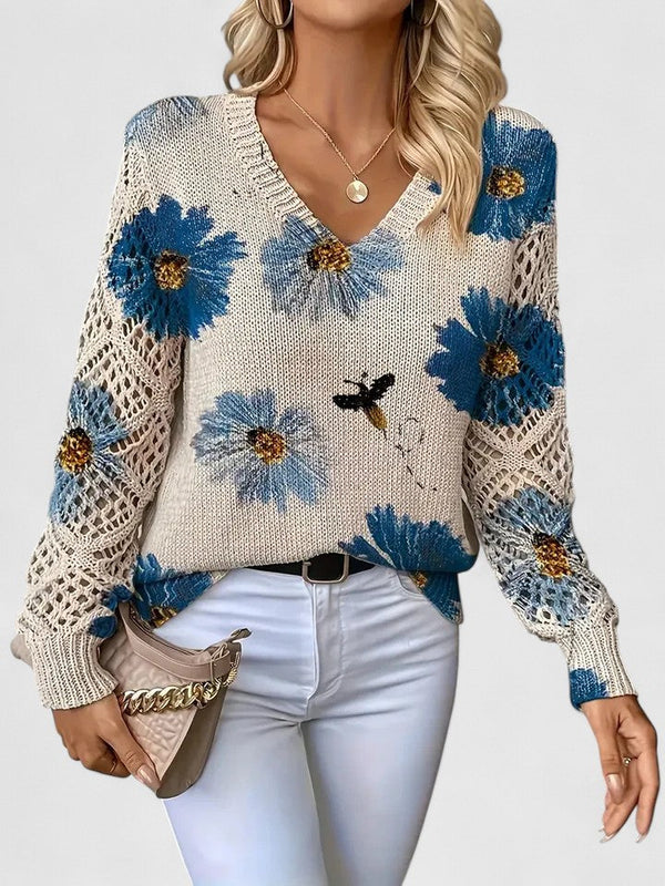 Suéter Elegante Con Diseño Floral