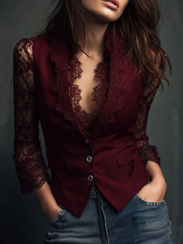 Claudia | Blazer Negro con Encaje