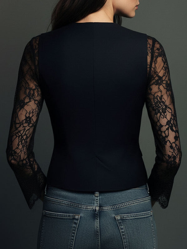 Claudia | Blazer Negro con Encaje