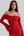 Vestido largo de encaje con escote bardot