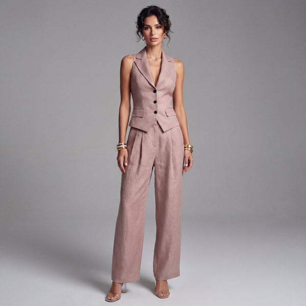 Conjunto Dos Piezas Escote en V y Botones