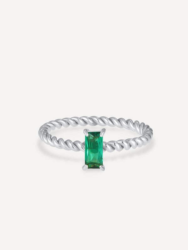 Anillo Espiral Verde Elegante