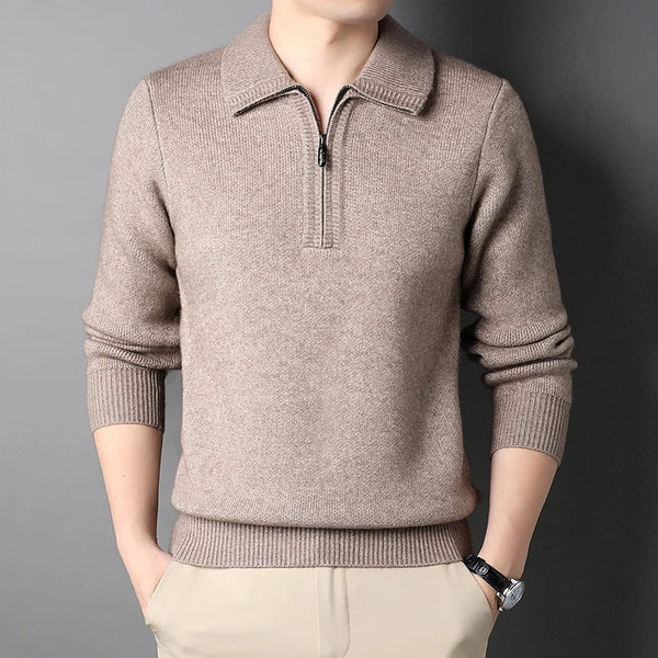 Jersey elegante de cachemira con cremallera