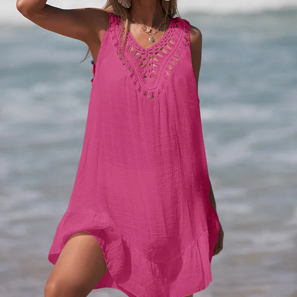 Vestido Crochet Escote V Espalda Descubierta