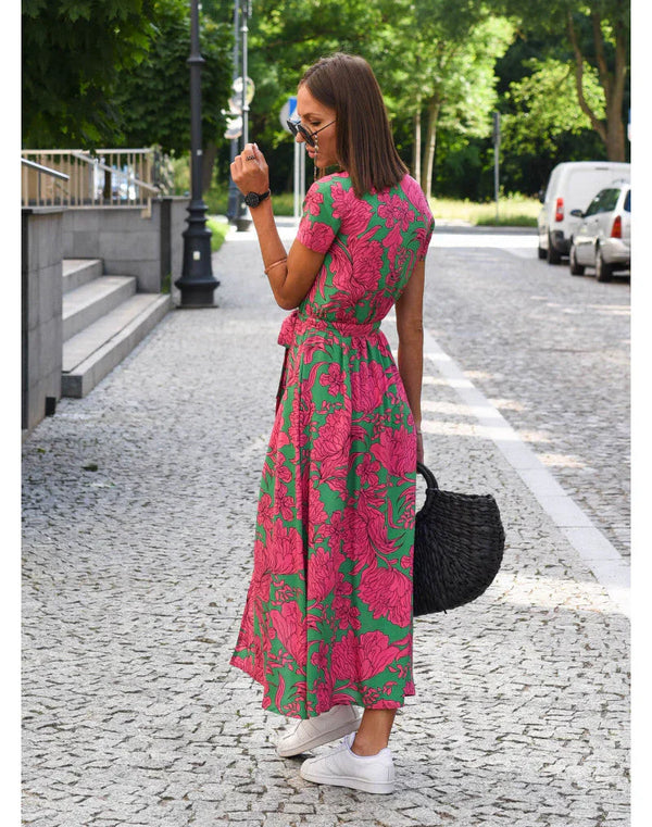 Vestido Midi Floral Rosa