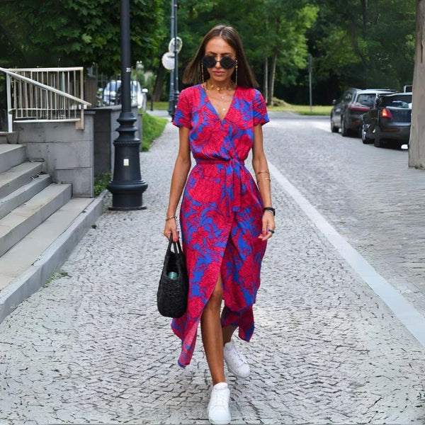 Vestido Midi Floral Rosa