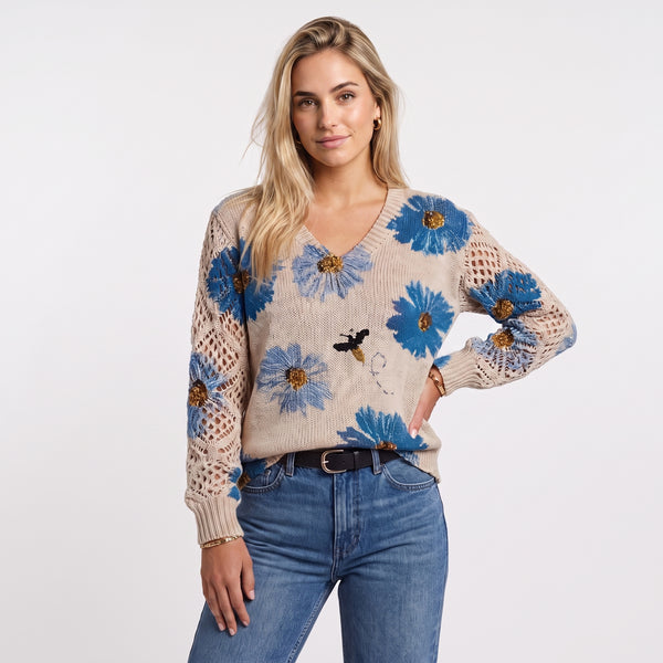 Suéter Elegante Con Diseño Floral