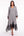 Vestido midi gris de punto con bajo de encaje
