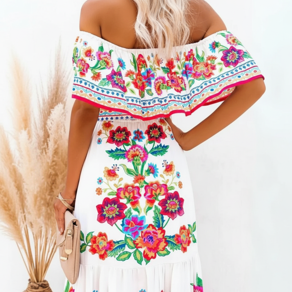 Vestido Largo Floral Coral