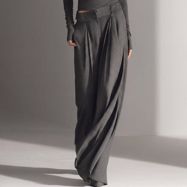 Conjunto Top Asimétrico Pantalón Wide Leg Elegante