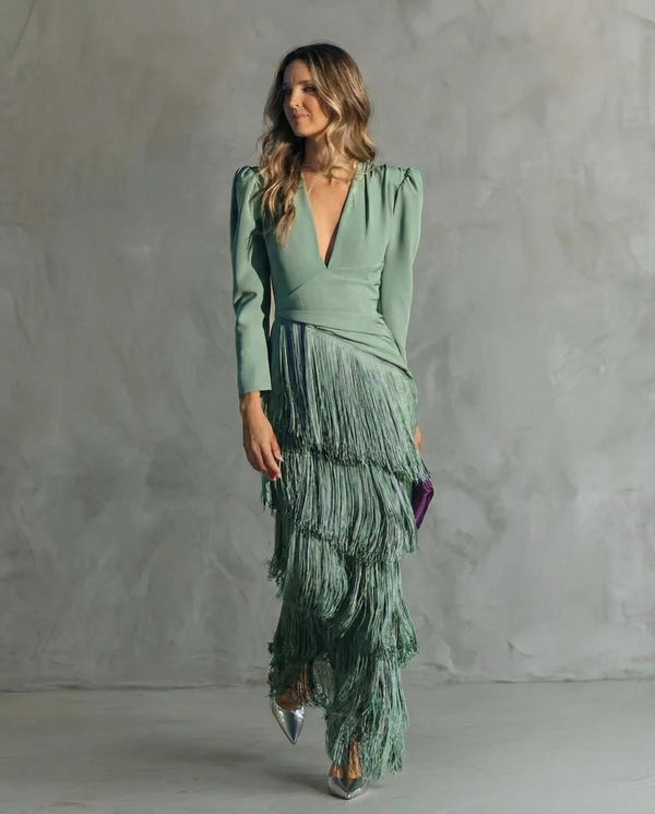Vestido Midi Flecos