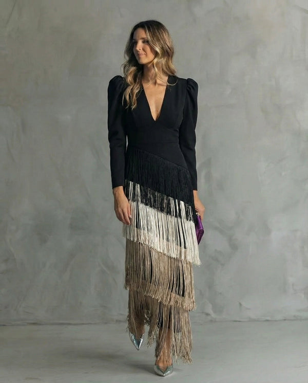 Vestido Midi Flecos