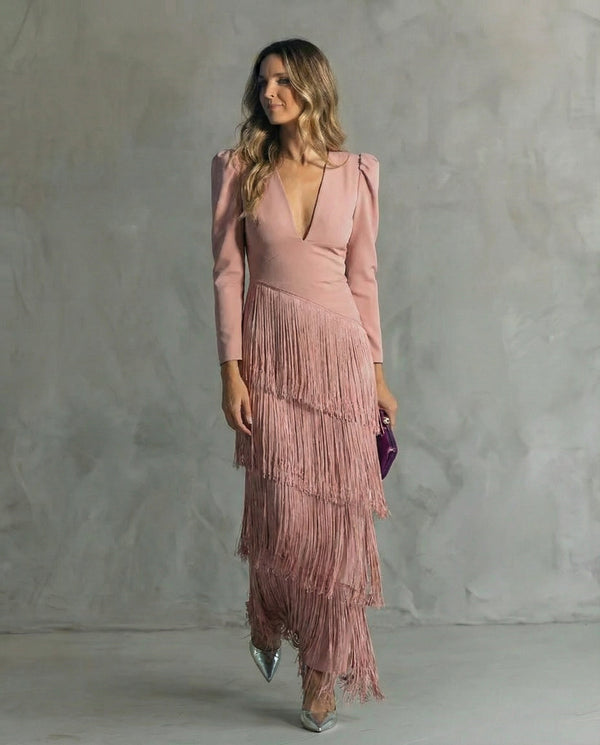 Vestido Midi Flecos