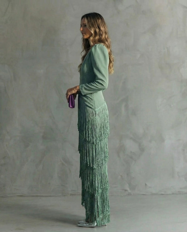 Vestido Midi Flecos