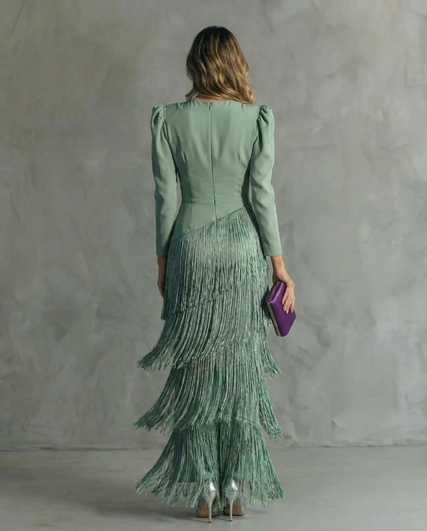 Vestido Midi Flecos