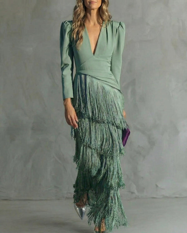 Vestido Midi Flecos