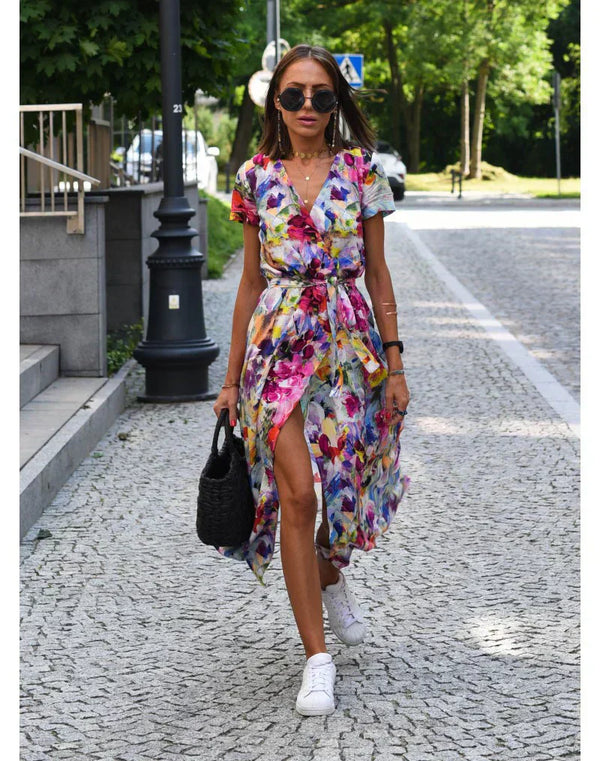 Vestido Midi Floral Rosa