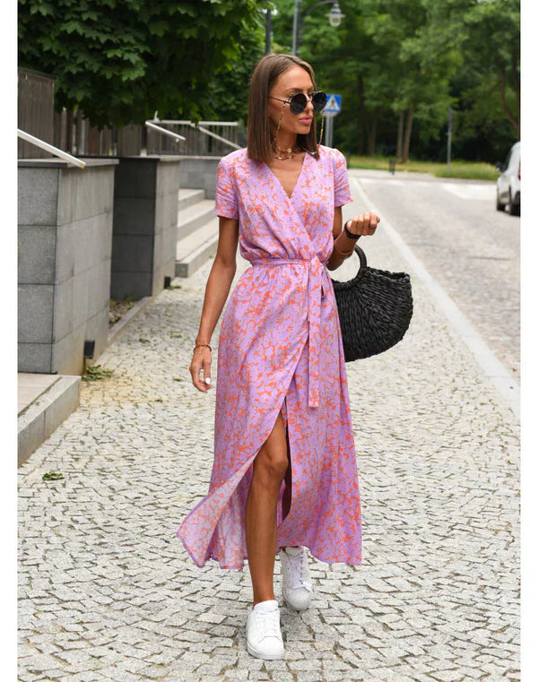 Vestido Midi Floral Rosa