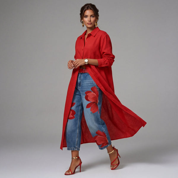 Céliane | Conjunto Vestido y Pantalón de Jean Ancho