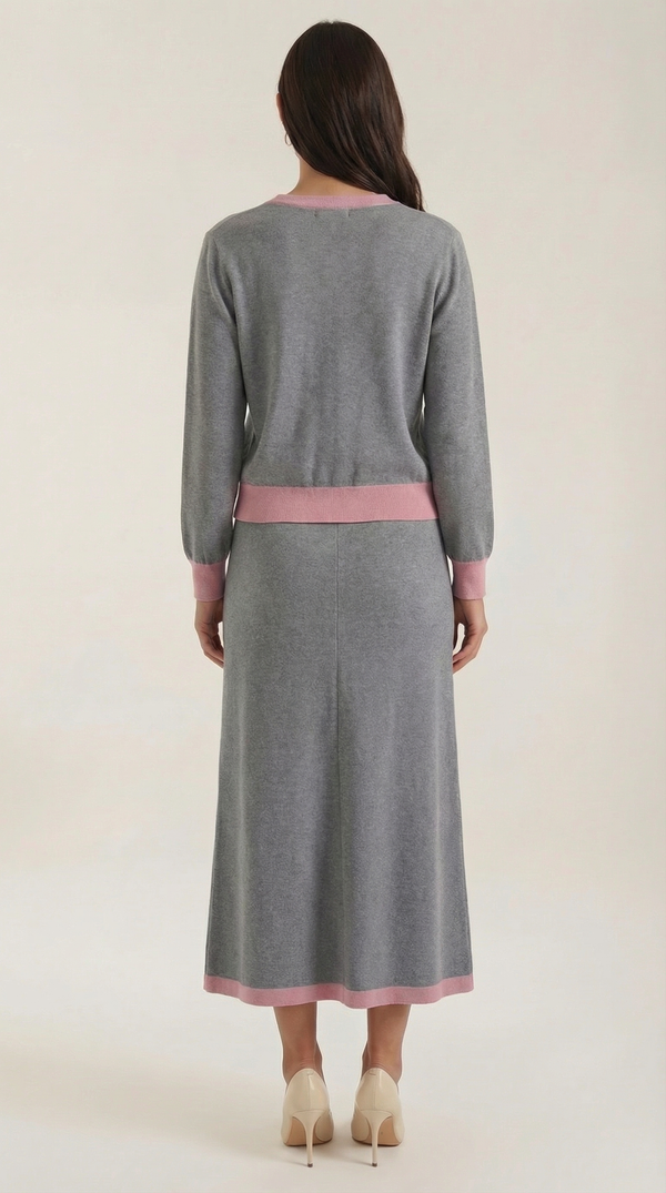 Conjunto de suéter V y falda midi 'Cheryl'