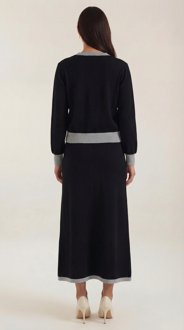 Conjunto de suéter V y falda midi 'Cheryl'
