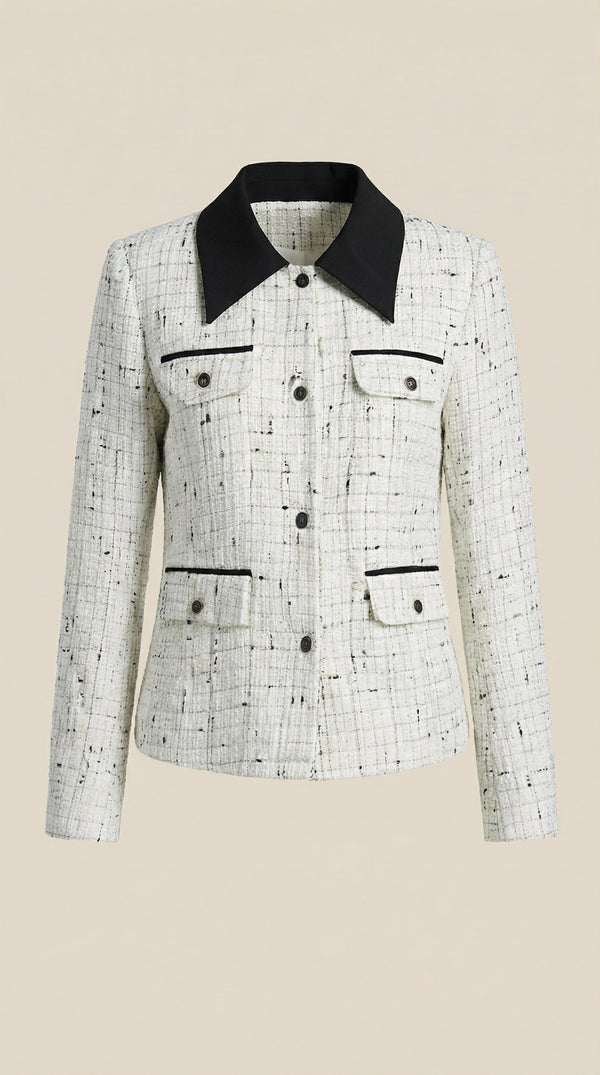 Chaqueta Heidi de tweed con cuello a contraste
