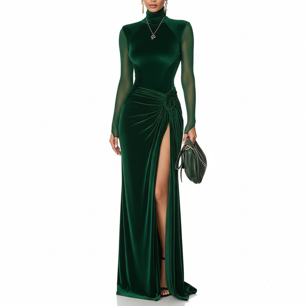 Vestido Maxi Terciopelo Verde Esmeralda